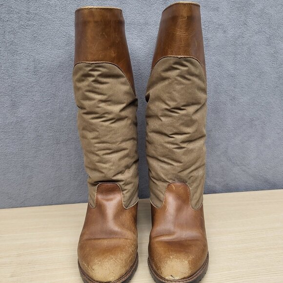 Eddie Bauer Defroster Leather‎ Canvas Sherpa Lined Boots Women's Size 8.5 - Picture 1 of 12